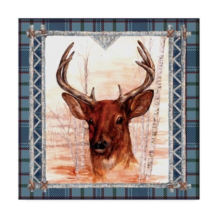 Sher Sester 'Birch Frame Plaid- Deer' Canvas Art,35x35